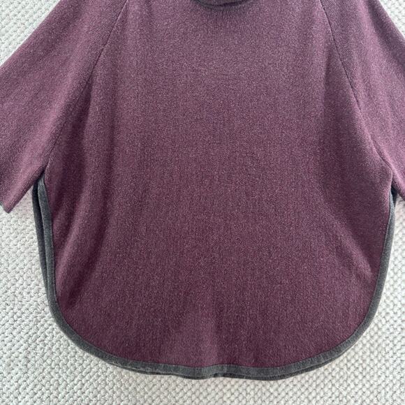 LOFT Sweater Womens M/L Burgundy Cowl Neck Poncho Oversize Pullover Capelet - Picture 4 of 11
